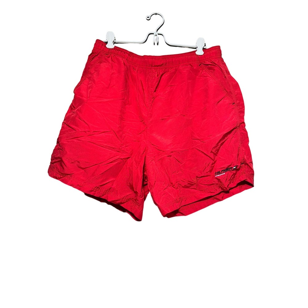 Hilfiger Athletics Mens Shorts Elastic Waist Pull-On Embroidered Logo‎ Red Large